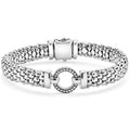 A perfectly detailed circle motif accents this sterling silver Caviar beaded bracelet.