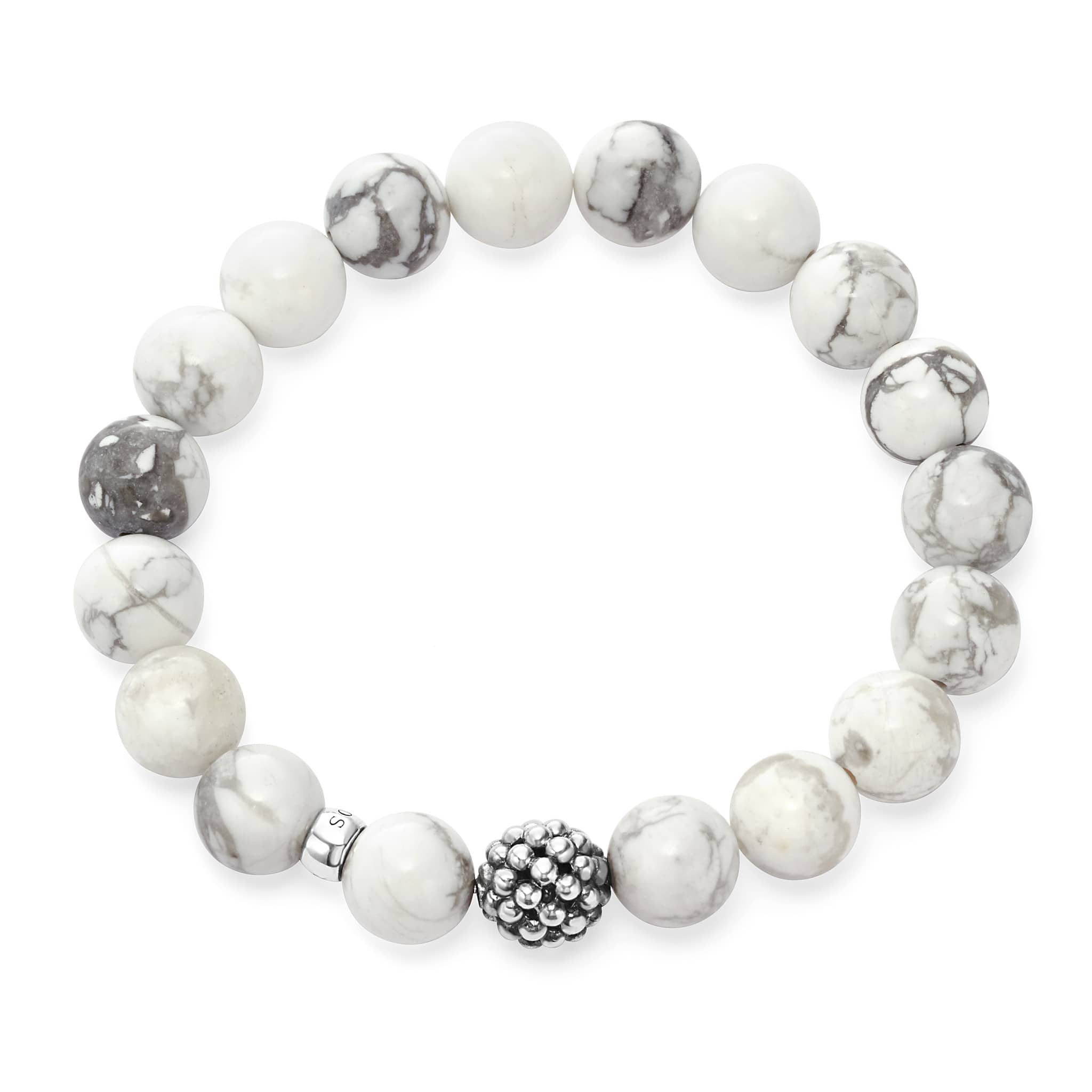 White Marble Beaded Bracelet Beaded Bracelet with End Beads | L