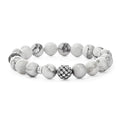Howlite gemstone bracelet with a sterling silver Caviar beaded station.