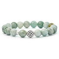 Jade gemstone bracelet with a sterling silver Caviar beaded station.