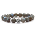 Labradorite gemstone bracelet with a sterling silver Caviar beaded station.