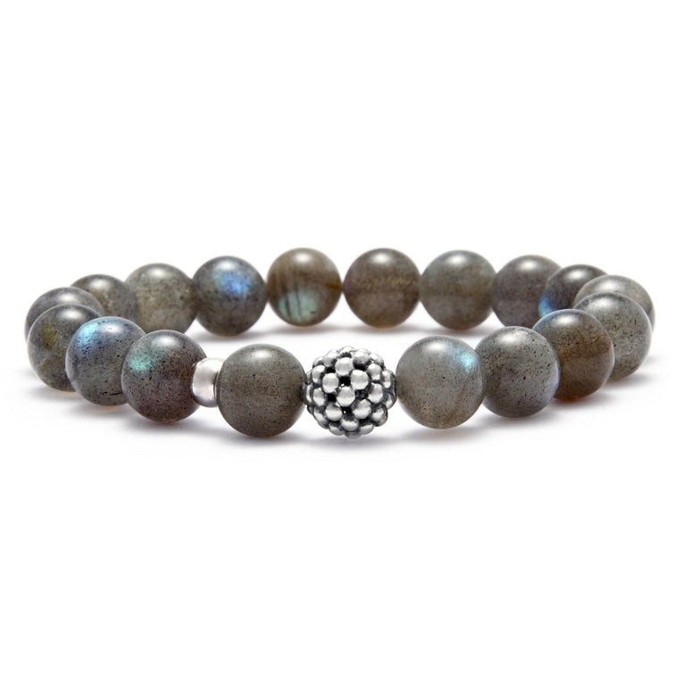 Maya Labradorite Silver Station Bead Bracelet