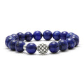 Lapis gemstone bracelet with a sterling silver Caviar beaded station.