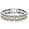 18K gold and sterling silver Caviar beading forms this link bracelet.
