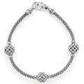 Three Caviar spheres accent a sterling silver beaded strand to form this bracelet.