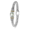 Rittenhouse Medium Prasiolite Caviar Bracelet with a bezel-set green gemstone, sterling silver Caviar beading, and 18K gold accents on a 6mm bracelet.