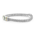 Rittenhouse Medium Prasiolite Caviar Bracelet showcases a green gemstone in silver with gold accents and polished beaded band, reflecting LAGOS elegance.