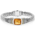 Citrine bezel-set gemstone and sterling silver Caviar beading with 18K gold detailing forms this bracelet.