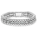 Diamond stations accented by sterling silver Caviar beading form this classic link bracelet. LAGOS diamonds are the highest quality natural stones.