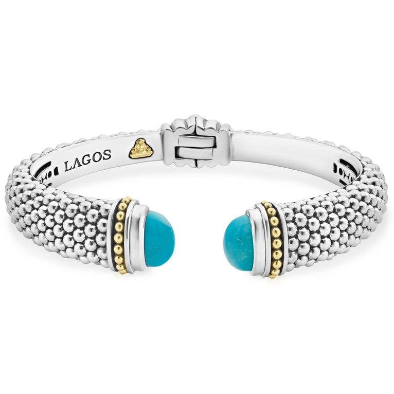12mm Turquoise Cuff Bracelet Caviar Color LAGOS Jewelry
