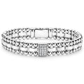 A single pavé diamond station set by sterling silver Caviar beading forms this signature link bracelet. LAGOS diamonds are the highest quality natural stones.
