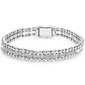 Diamonds framed by sterling silver Caviar beading form this link bracelet. LAGOS diamonds are the highest quality natural stones.
