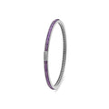 Side view of silver bangle bracelet with purple amethyst gemstones