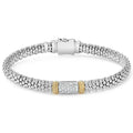 Pavé diamonds highlighted by 18K gold with sterling silver Caviar beading. LAGOS diamonds are the highest quality natural stones.