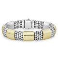 Seven smooth stations of 18K gold accent sterling silver Caviar beading to form this timeless bracelet.