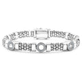 A sterling silver bracelet with three diamond circle stations. LAGOS diamonds are the highest quality natural stones.