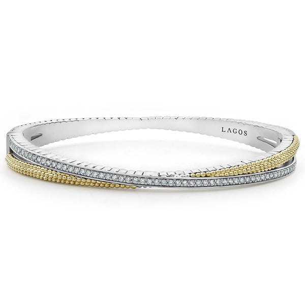 18K Gold Caviar and Diamond Bangle | LAGOS Jewelry