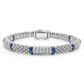Six diamond stations set in sterling silver surrounded by ultramarine ceramic and Caviar beading. LAGOS diamonds are the highest quality natural stones.