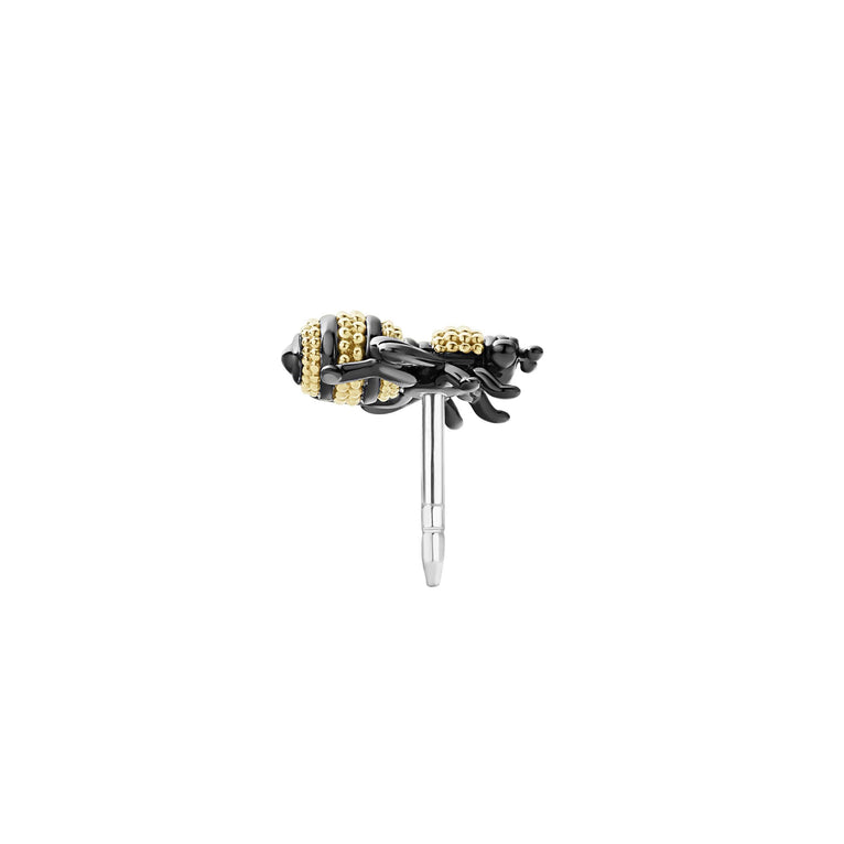 Rare Wonders Small Honeybee Pin with 18K gold beading and black rhodium on sterling silver, showcasing LAGOS elegance in a whimsical, sophisticated accessory.