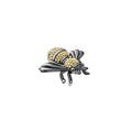 Rare Wonders Small Honeybee Pin, a silver-tone bee-shaped ring featuring gold-tone beaded segments and intricate 18K gold Caviar beading, exuding elegance and sophistication.
