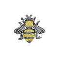 Honeybee pin with 18K gold Caviar beading and black rhodium on sterling silver.