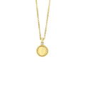 A LAGOS.com exclusive. 18k gold Caviar beaded circle pendant accented with a brilliant diamond finished on an 18k gold chain. Perfect for engraving with an initial or symbol!
