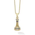 A LAGOS exclusive. Beautifully crafted 18k gold king chess piece accented with precious blue sapphires and diamonds. LAGOS diamonds are the highest quality natural stones.