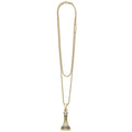 Rare Wonders Blue Sapphire and Diamond King Pendant Necklace featuring an 18k gold beaded chain, crown motif with blue sapphires, and high-quality diamonds.