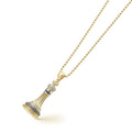 Rare Wonders Blue Sapphire and Diamond King Pendant Necklace features an 18K gold tassel-style pendant with blue sapphires and diamonds on a ball-chain necklace.