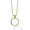 An 18k gold circle with a Caviar beaded accent forms this pendant on an 18k gold ball chain necklace.