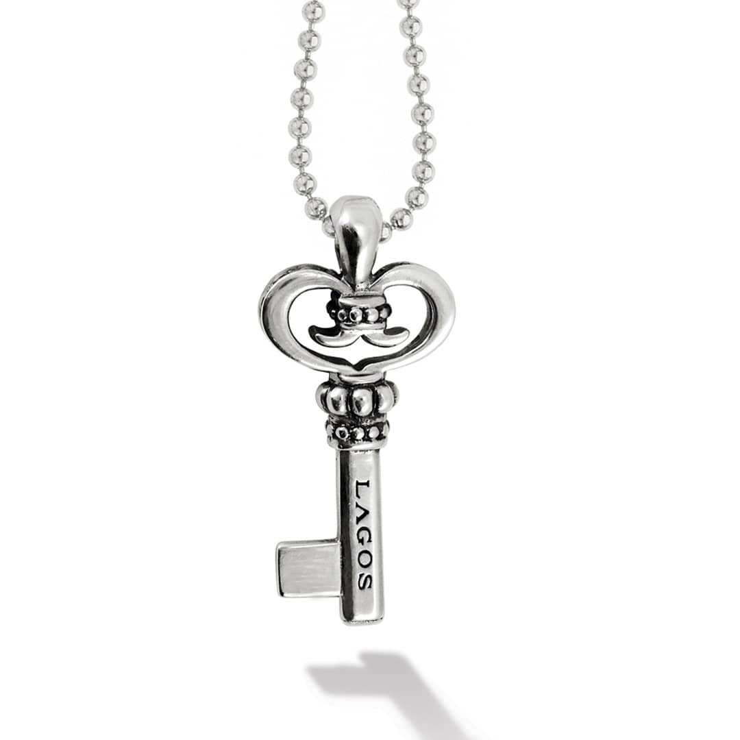 Lagos Signature Sterling Silver Key Pendant Necklace, 34