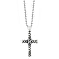 Signature Caviar beads accentuated by highly polished sterling silver comprise this cross pendant finished on a ball chain necklace.