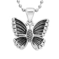 Sterling silver butterfly pendant with textured wings on a ball chain necklace, showcasing LAGOS' dedication to elegance and quality craftsmanship.