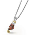 Rare Wonders Orange Sapphire and Diamond Seahorse Pendant Necklace: Sterling silver chain with seahorse pendant, adorned with orange sapphires, diamonds, and 18K gold accents.