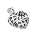 Keep Memory Alive Heart Pendant Necklace featuring intricate knot pattern in sterling silver, adorned with polished bead cluster, designed in support of Keep Memory Alive.