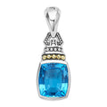Swiss blue topaz bezel-set gemstone pendant accented with 18K gold and sterling silver details. Accommodates most LAGOS necklaces.
