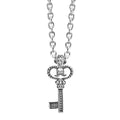 Petite sterling silver diamond key pendant with Caviar beading finished on a versatile link necklace with six sterling silver Caviar beaded stations.
