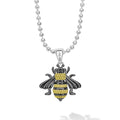 Honeybee pendant with 18K gold Caviar beading and black rhodium on sterling silver on a versatile ball chain necklace.