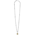 Rare Wonders Olive Quartz Diamond Beetle Pendant Necklace features a fine silver chain with bead accents, ending in a gold-tone scarab beetle with olive quartz and diamonds.