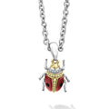 A LAGOS exclusive. Red agate with diamond, 18K gold and sterling silver accents forming a beetle pendant. Ideal to pair with other signature Rare Wonder designs.