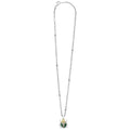 Rare Wonders Jade Beetle Diamond Pendant Necklace: fine-linked silver chain with bead accents, featuring a green scarab with gold and diamond details.