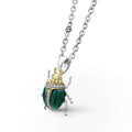Rare Wonders Jade Beetle Diamond Pendant Necklace featuring a green scarab with gold and silver accents on a sturdy link chain.