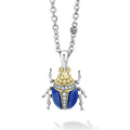 Rare Wonders Lapis Beetle Diamond Pendant Necklace features a blue beetle charm with 18K gold accents, sparkling diamonds and sterling silver chain with beaded stations.