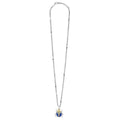 Rare Wonders Lapis Beetle Diamond Pendant Necklace with lapis, diamond, 18K gold, and sterling silver accents on a fine chain with Caviar beaded stations.