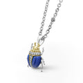 Rare Wonders Lapis Beetle Diamond Pendant Necklace with lapis, diamond accents, 18K gold, sterling silver on a versatile chain with Caviar beaded stations.