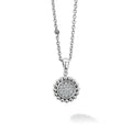 Caviar Spark Medium Sterling Silver Diamond Pendant Necklace with pavé diamond and Caviar beading on a silver link chain, showcasing LAGOS elegance and craftsmanship.