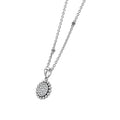 Caviar Spark Medium Sterling Silver Diamond Pendant Necklace, featuring a pavé diamond oval pendant with beaded border, on a textured cable chain with beaded accents.