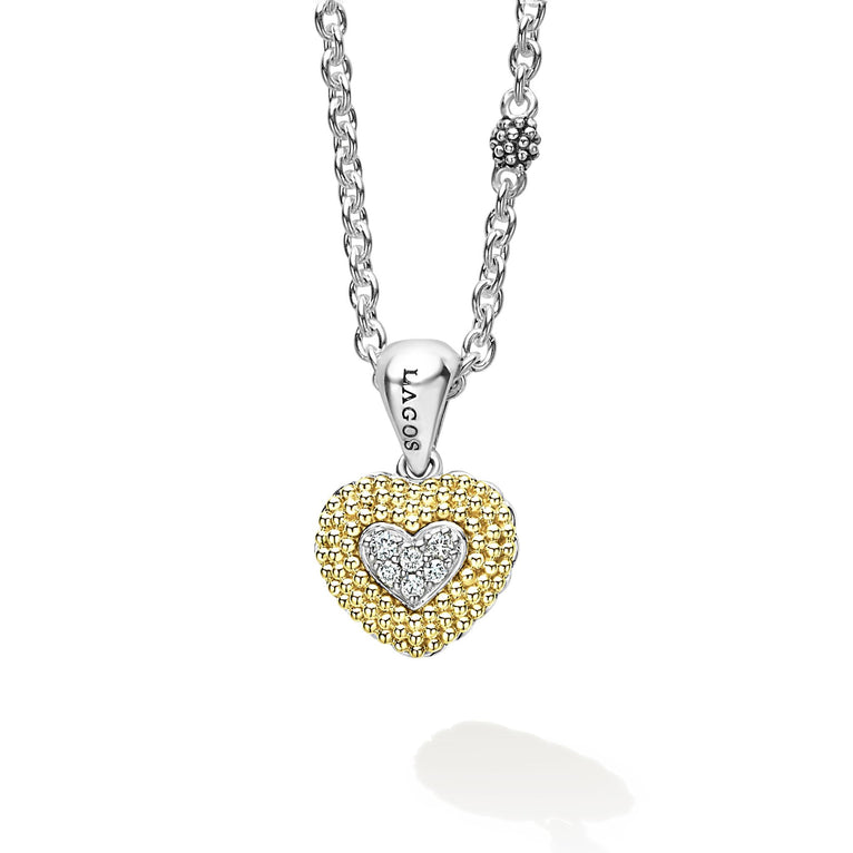 Caviar Lux Diamond Heart Necklace – LAGOS