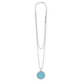 Maya Large Ceramic Circle Pendant Necklace with turquoise medallion framed by sterling silver Caviar beading on a versatile silver-tone ball chain by LAGOS.