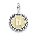 A Signature Caviar sterling silver and 18K gold initial ‘H’ charm. Charm can only be paired with chains 04-80756-ML, 04-80549-ML, 04-80946-ML or 04-10534-ML. Chain sold separately.